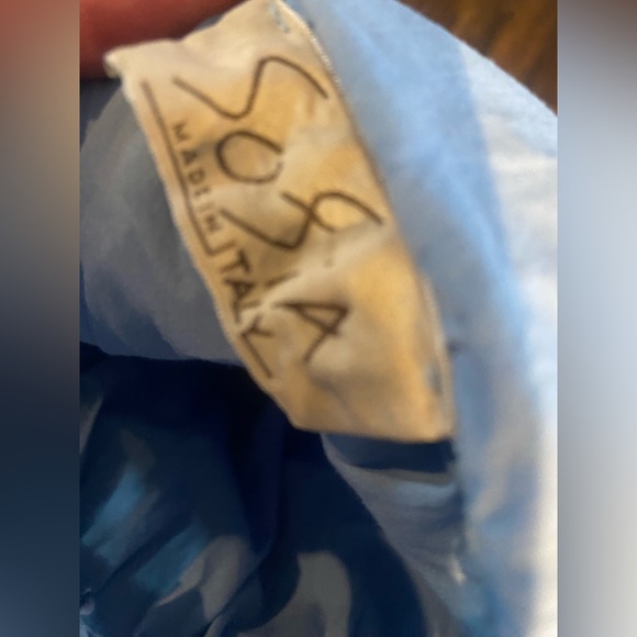 SOFIA Made in Italy Cotton Tiered Beyoncé Dress Light Blue Small - Picture 6 of 9